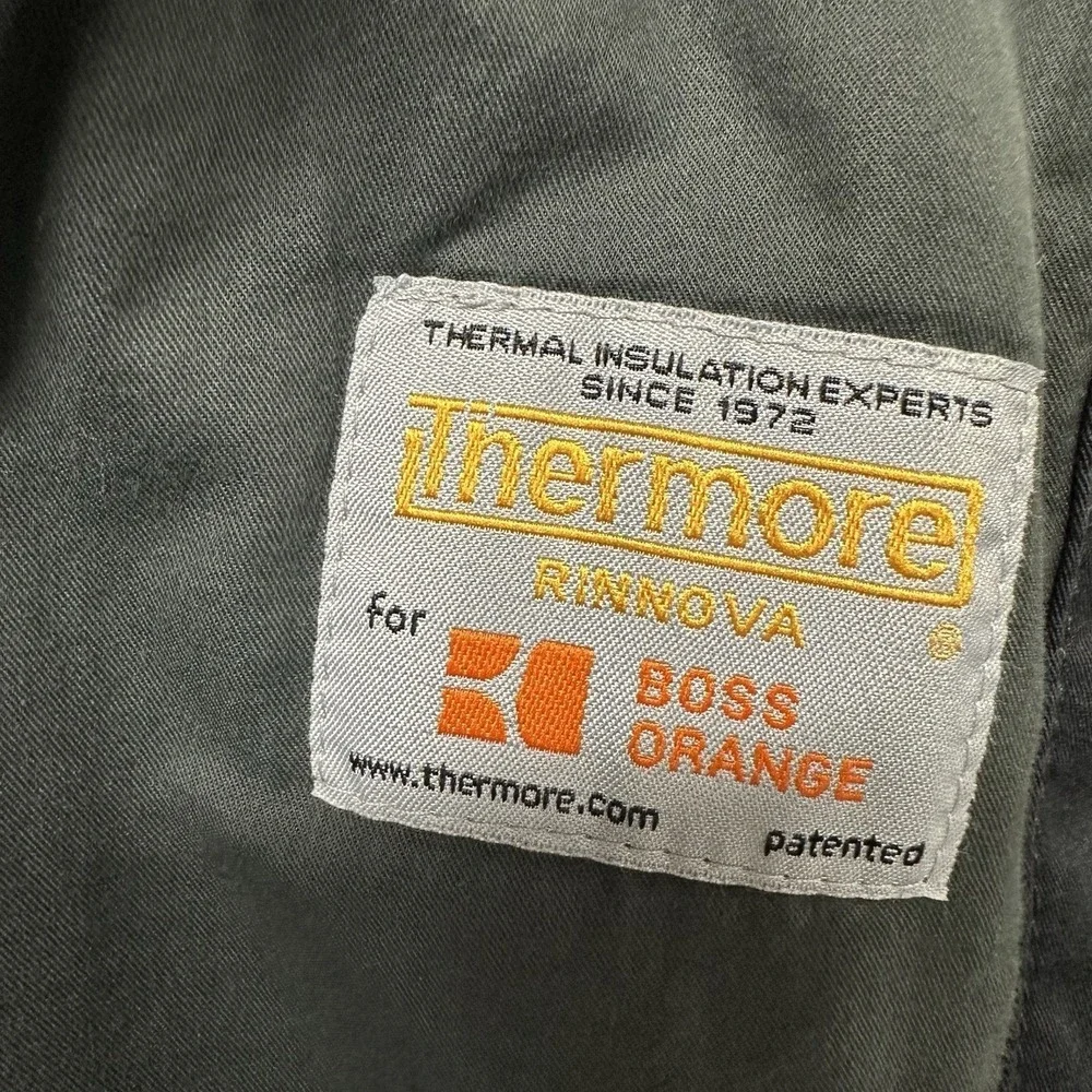 Hugo Boss Orange Field Jacket Mens 42R Black Insulated Pea Coat‎ Knit Mock Neck